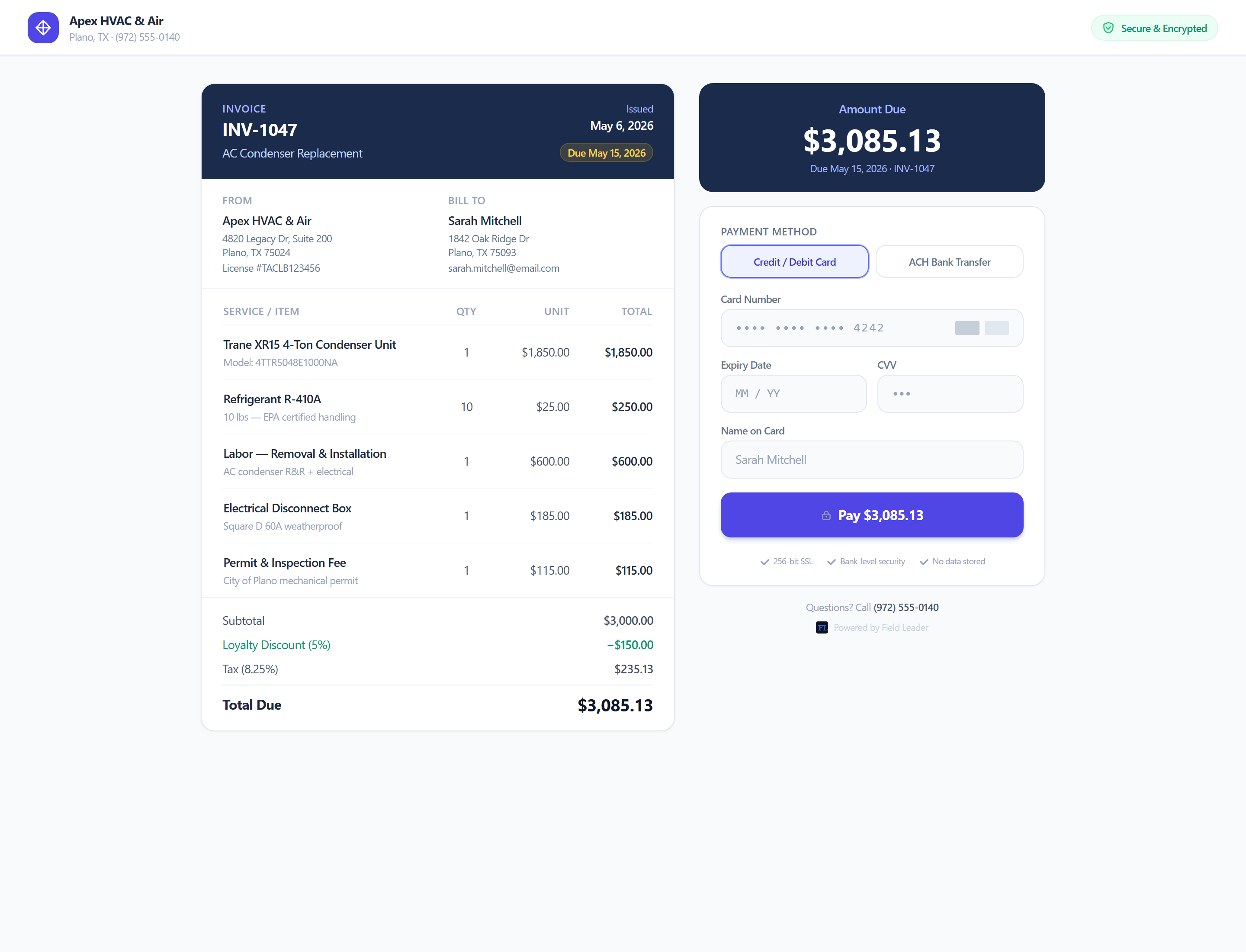 Invoice payment page
